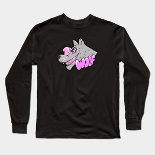 wolf cartoon - purple Long Sleeve T-Shirt